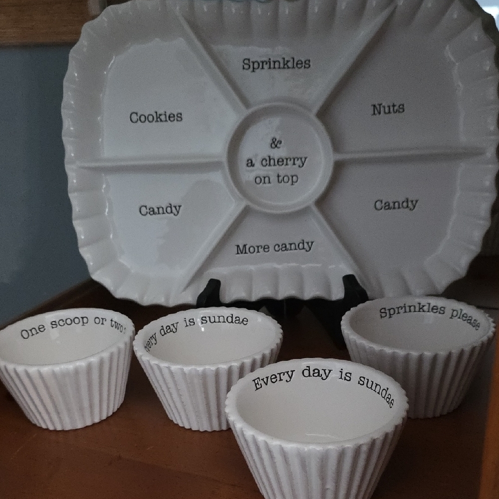 Mud Pie White Ceramic Serving Set